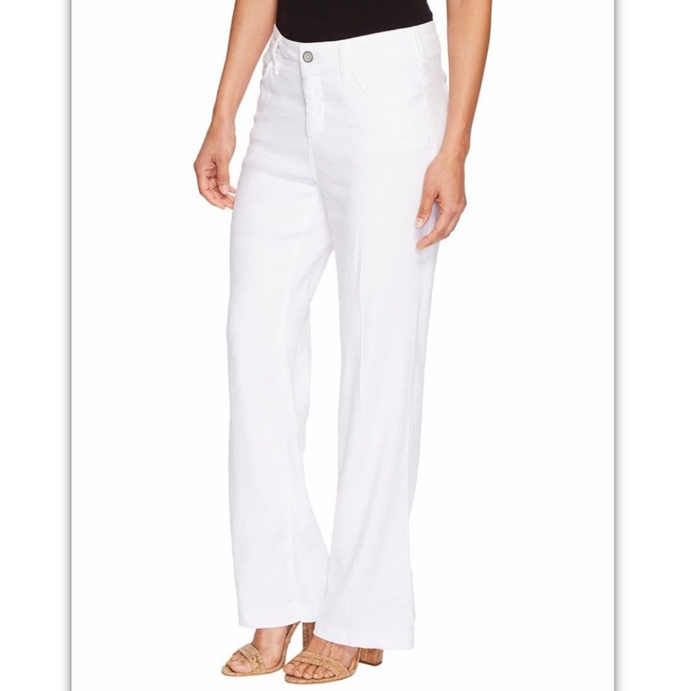 NYDJ Wylie Linen Trousers Womens Petites 16P White Low Rise